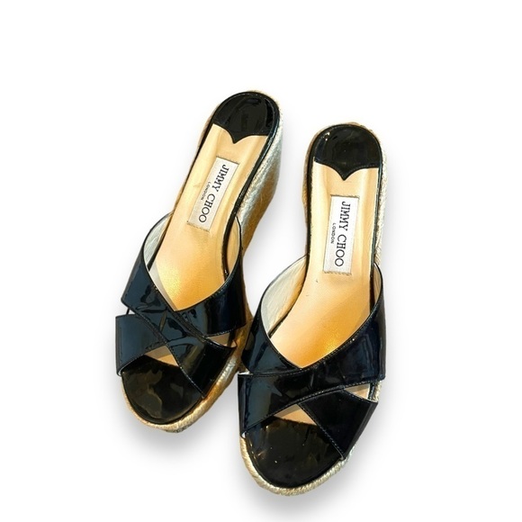 JIMMY CHOO | Black Patent Platform Espadrilles | Size 40 | 9.5 US Women’s - Picture 4 of 9